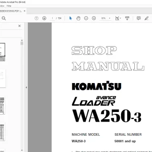 Komatsu Avance Loader WA250-3 Shop Manual SEBM005906 PDF