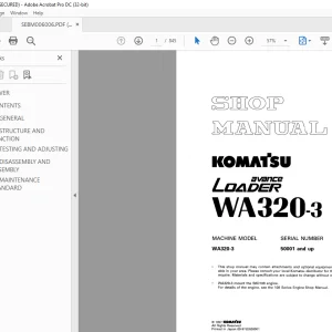 Komatsu Avance Loader WA320-3 Shop Manual SEBM006006 - PDF DOWNLOAD