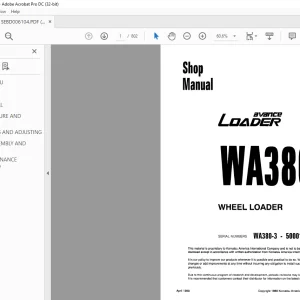 Komatsu Avance Loader WA380-3 Wheel Loader Shop Manual SEBM006104 PDF