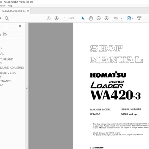 Komatsu Avance Loader WA420-3 Shop Manual SEBM006204 -PDF
