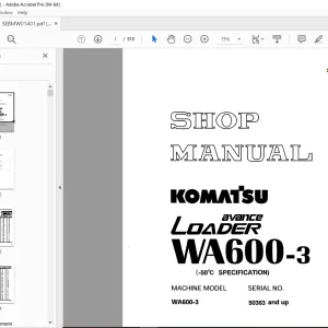 Komatsu Avance Loader WA600-3 Shop Manual SEBMW01401 PDF