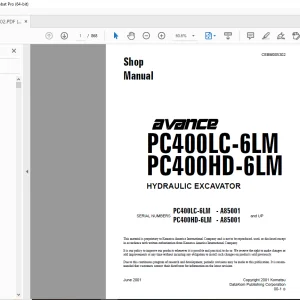 Komatsu PC400LC-6 PC400HD-6 Hydraulic Excavator Shop Manual CEBM4006C3 PDF