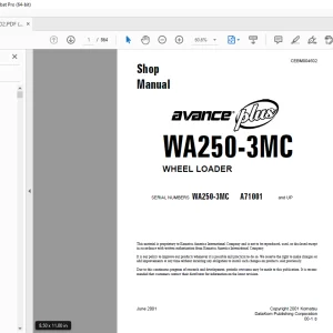 Komatsu Avance Plus WA250-3MC Wheel Loader Shop Manual CEBM004602 - PDF
