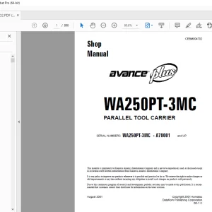 Komatsu Avance Plus WA250PT-3MC Parallel Tool Carrier Shop Manual PDF