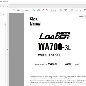 Komatsu Avance WA700-3L Wheel Loader Shop Manual CEBM004402 - PDF