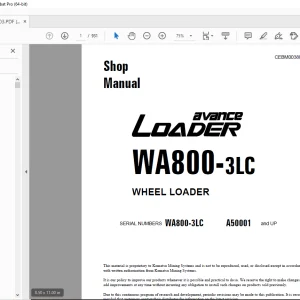 Komatsu Avance WA800-3LC Wheel Loader Shop Manual CEBM003803 - PDF