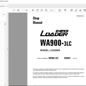 Komatsu Avance WA900-3LC Wheel Loader Shop Manual CEBM003702 - PDF