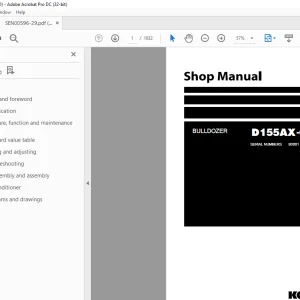 Komatsu BULLDOZER D155AX-6 Shop Manual SEN00596-29 - PDF DOWNLOAD