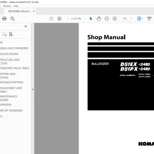 Komatsu BULLDOZER D51EX -24E0 D51PX-24E0 Shop Manual SEN06886-05 - PDF