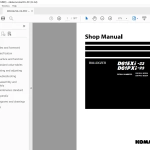 Komatsu BULLDOZER D61EXi -23 D61PXi-23 Shop Manual SEN06256-06 PDF