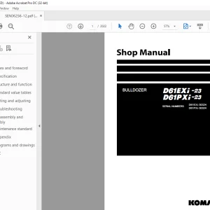 Komatsu BULLDOZER D61EXi -23 D61PXi-23 Shop Manual SEN06256-12 PDF