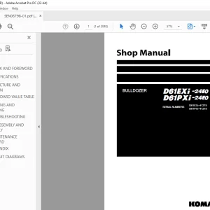 Komatsu BULLDOZER D61EXi -24E0 D61PXi-24E0 Shop Manual SEN06798-01 PDF