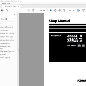 Komatsu BULLDOZER D65EX -18 D65PX -18 D65WX-18 Shop Manual SEN06505-17 PDF