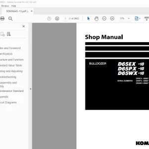 Komatsu BULLDOZER D65EX -18 D65PX -18 D65WX-18 Shop Manual SEN06645-10 PDF