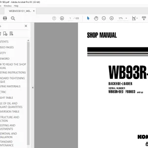 Komatsu Backhoe-Loader WB93R-5E0 Shop Manual WEB008101 - PDF DOWNLOAD