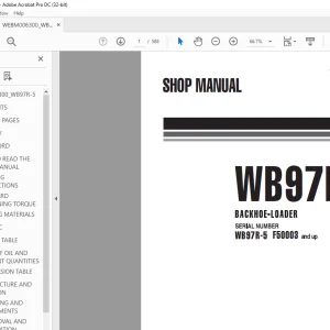 Komatsu Backhoe Loader WB97R-5 WEBM006300 Shop Manual - PDF DOWNLOAD