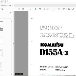 Komatsu Bulldozer D155A-3 Shop Manual SEBM005305 PDF DOWNLOAD