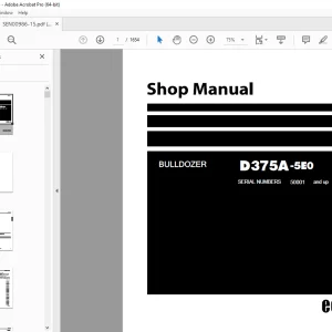Komatsu Bulldozer D375A-5E0 Shop Manual SEN00986-15 PDF DOWNLOAD