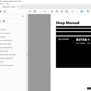 Komatsu Bulldozer D375A-6 Shop Manual SEN05006-16 - PDF DOWNLOAD