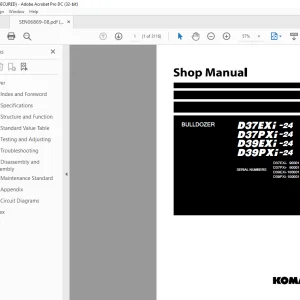 Komatsu Bulldozer D37EXi-24 D37PXi-24 D39EXi-24 D39PXi-24 Shop Manual SEN06869-08 PDF