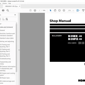 Komatsu Bulldozer D39EX-22 D39PX-22 Shop Manual SEN04041-09 PDF