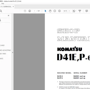 Komatsu Bulldozer D41E-6 D41P-6 Shop Manual SEBM028803 - PDF DOWNLOAD