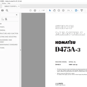 Komatsu Bulldozer D475A-3 Shop Manual SEBM017209 - PDF DOWNLAD