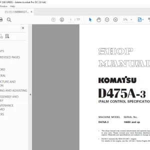 Komatsu Bulldozer D475A-3 Shop Manual SEBM027503 - PDF DOWNLOAD
