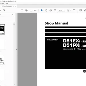 Komatsu Bulldozer D51Exi-22 D51PXi-22 Shop Manual KEBM028604 PDF