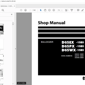 Komatsu Bulldozer D65EX-15E0,D65PX-15E0,D65WX-15E0 Shop Manual SEN00046-11 PDF