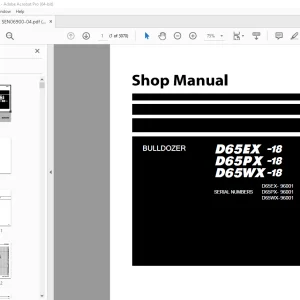 Komatsu Bulldozer D65EX -18,D65PX -18,D65WX-18 Shop Manual SEN06900-04 PDF