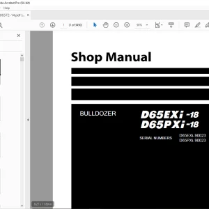 Komatsu Bulldozer D65EXi-18,D65PXi-18 Shop Manual SEN06572-14 PDF
