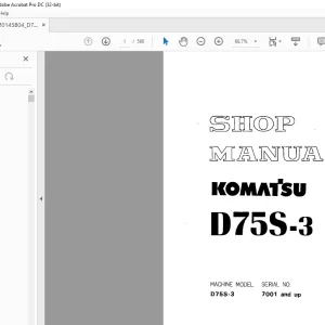 Komatsu Bulldozer D75S-3 Shop Manual SEBM0145B04- PDF DOWNLOAD