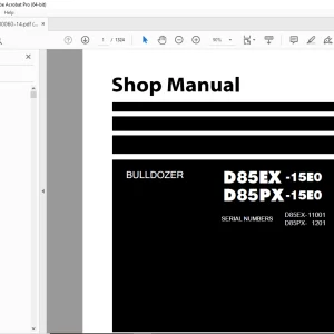 Komatsu Bulldozer D85EX -15E0,D85PX-15E0 Shop Manual SEN00060-14 PDF