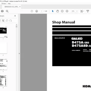 Komatsu Bulldozer Galeo D475A-5E0 D475ASD-5E0 Shop Manual SEN00203-02 PDF