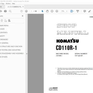 Komatsu CD110R-1 Crawler Carrier Shop Manual SEBM021902 PDF