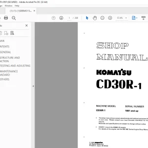 Komatsu CD30R-1 Shop Manual SEBM015701  - PDF DOWNLOAD