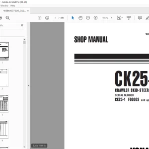 Komatsu CK25-1 Crawler Skid-Steer Loader Shop Manual WEBM007000 PDF