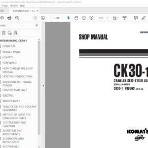 Komatsu CK30-1 Crawler Skid-Steer Loader Shop Manual WEBM006500 PDF