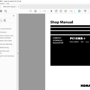 Komatsu COMPACT HYDRAULIC EXCAVATOR PC18MR-3 Shop Manual SEN04306-08 -  PDF DOWNLOAD