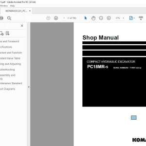 Komatsu COMPACT HYDRAULIC EXCAVATOR PC18MR-5 Shop Manual WENBM00330 PDF