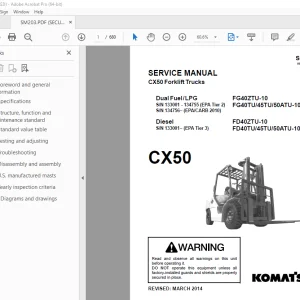 Komatsu CX50 Forklift Trucks Service Manual SM203 - PDF DOWNLOAD 