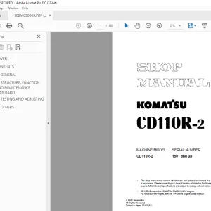 Komatsu Crawler Carrier Shop Manual CD110R-2 Shop Manual SEBM030003 PDF