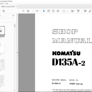 Komatsu D135A-2 Dozer Bulldozer Shop Manual SEBM015A0205 PDF