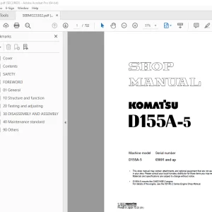 Komatsu D155A-5 Bulldozer Shop Manual SEBM023302 - PDF DOWNLOAD 