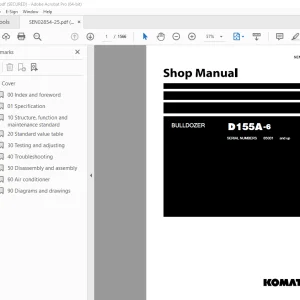 Komatsu D155A-6 Bulldozer Shop Manual SEN02854-25 PDF