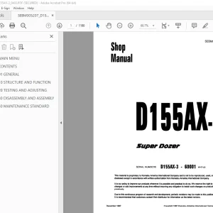 Komatsu D155AX-3 Super Dozer Shop Manual SEBM005207 PDF  