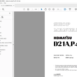 Komatsu D21A,P-8 Shop Manual SEBM033602 - PDF DOWNLOAD