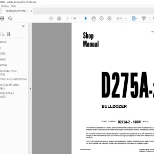 Komatsu D275A-2 BULLDOZER Shop Manual UEBM002800 - PDF DOWNLOAD