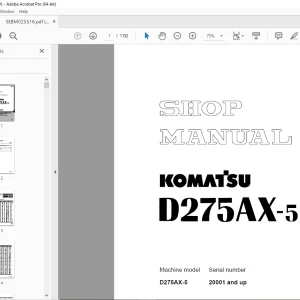 Komatsu D275AX-5 Bulldozer Shop Manual SEBM025516 - PDF DOWNLOAD
